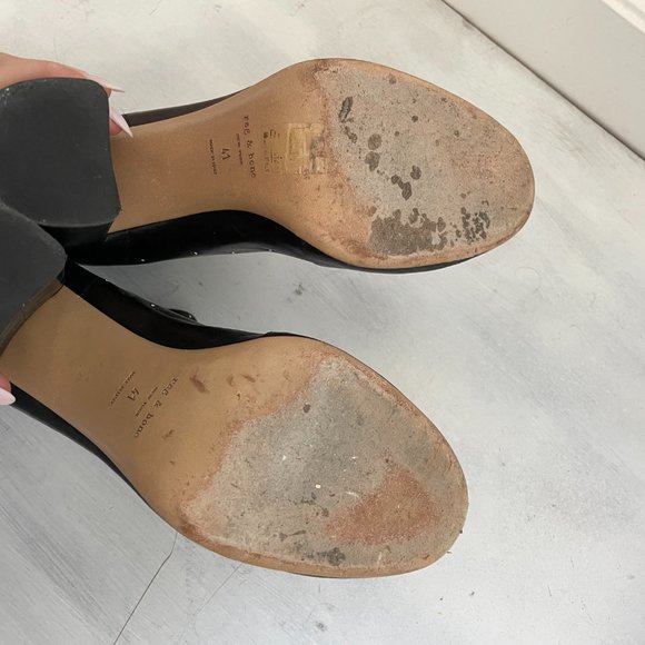 Rag & Bone Agnes Studded Pull-on Bootie Lamb Nappa Leather Chunky Heel Round Toe - Picture 9 of 9